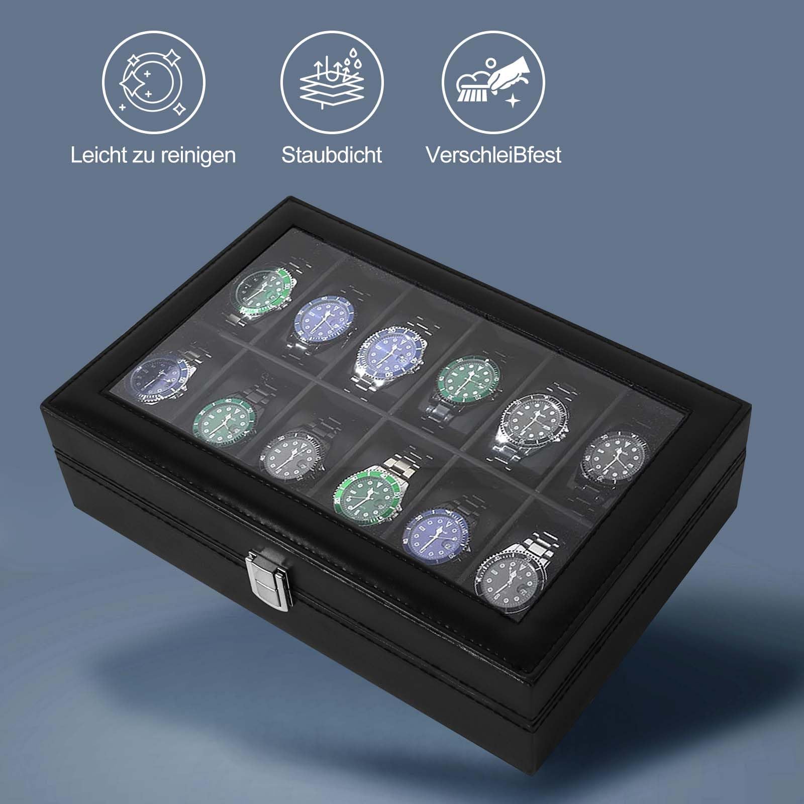 Scatola Porta Orologi Da 20 Slot A 2 Strati – Custodia In Finta Pelle Con Vetro, Cuscinetti Rimovibili E Serratura