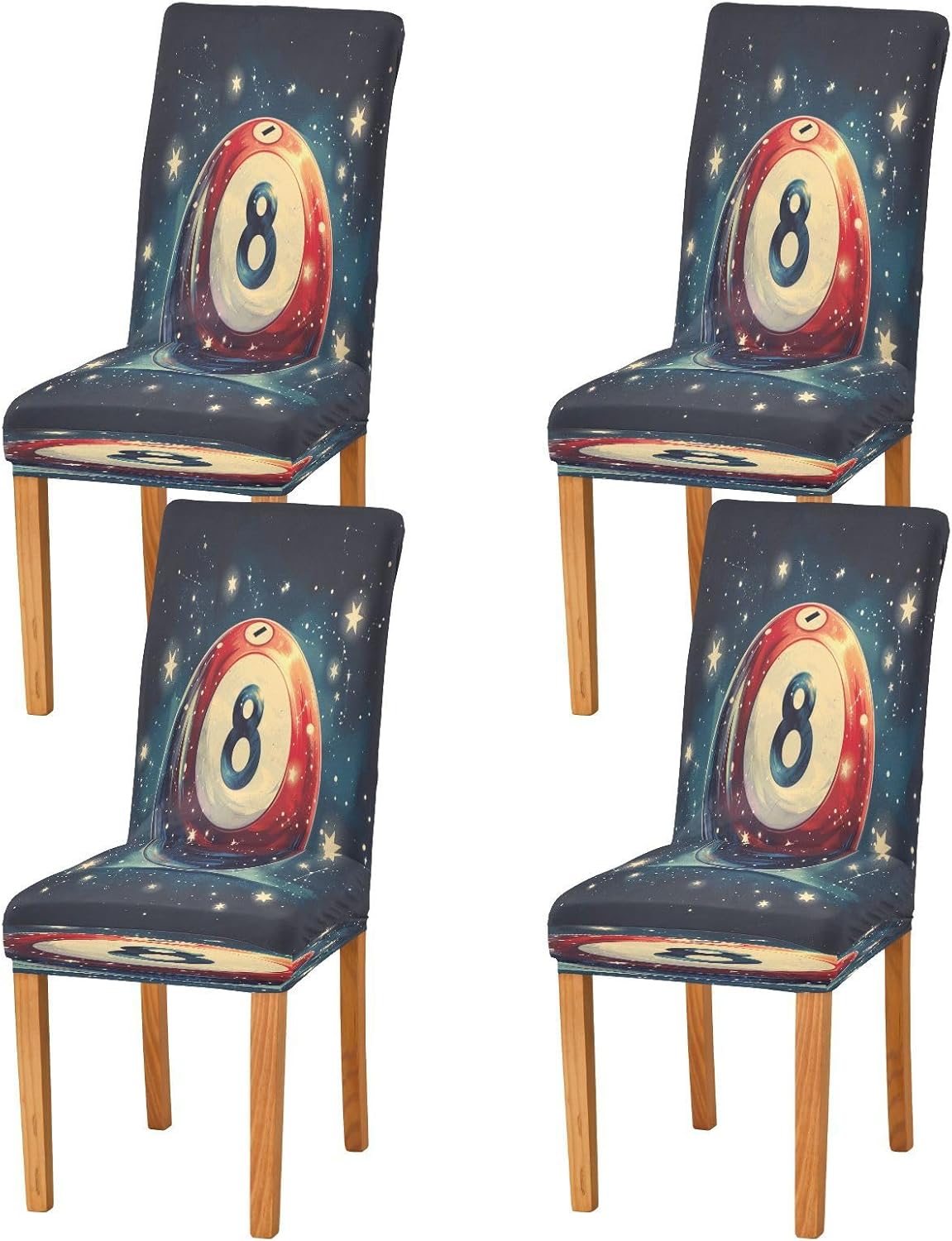 ALAZA Dining Room Chair Covers, Number Eight Billiard Ball Constellations Stretch Chair Slipcovers Protector Removable Washable for Dining Room, Ktichen, Party