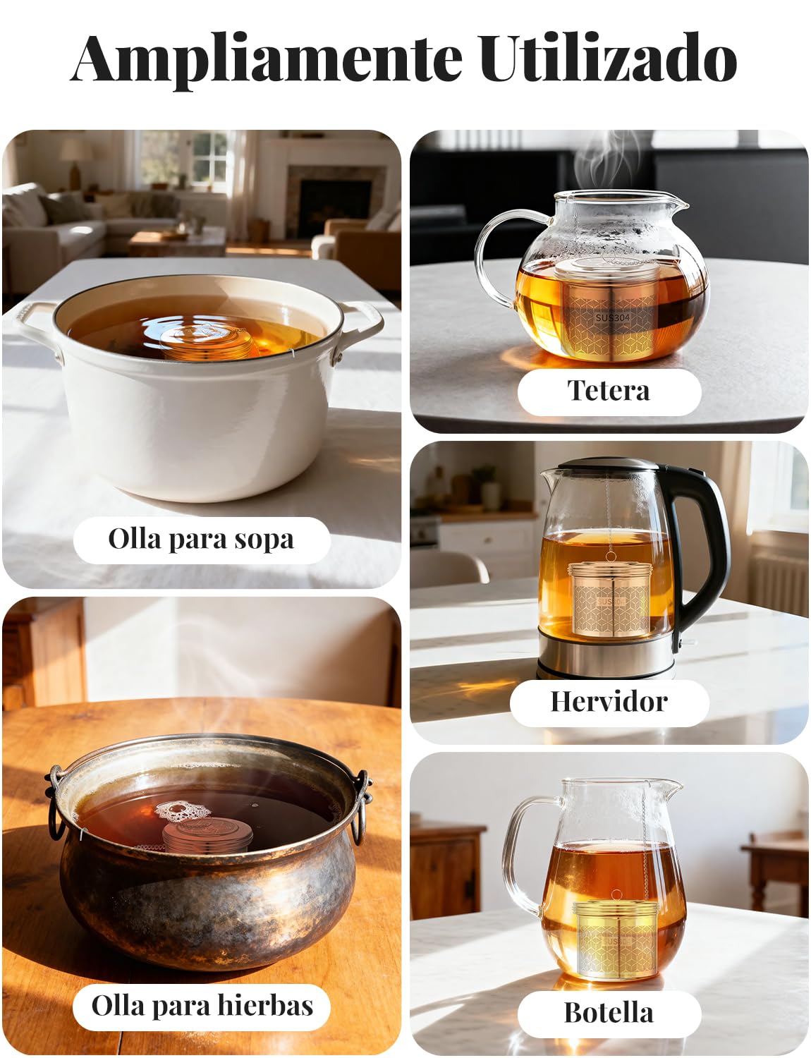 Yomanta Extra Grande Infusor De Te para Té Suelto y Especias, Infusionador Acero inoxidable 304, Con Cadena y Gancho, Colador De Especias con Malla Extrafina, Colador De Té Adecuado para Té