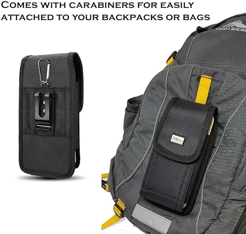 Miniatura 3 de AISCELL Funda de nailon resistente con clip de metal para teléfono grande, para Galaxy S23+, S23 Ultra, A14 5G, A03s, A13 5G, A12, A42, A32, A52,