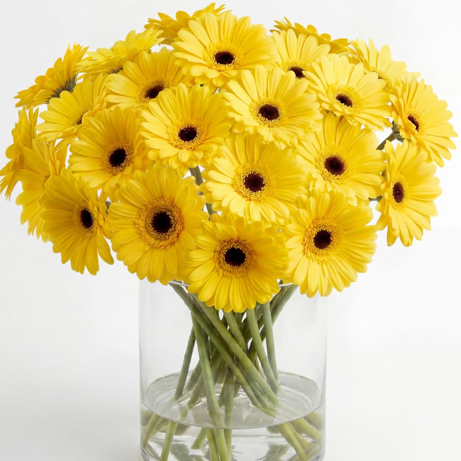 35 Pcs Artificial Gerbera Daisy Flowers with Bendable Stems 12 Inch PU Faux Gerbera Flowers Bouquet Fake Daisies for Wedding Home Party DIY Floral Arrangements(Yellow)