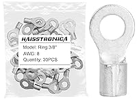 Vista 28 de haisstronica Conectores de cable no aislados, 30 terminales de horquilla de 1/4 ", kit de cobre con costura soldada AWG 8
