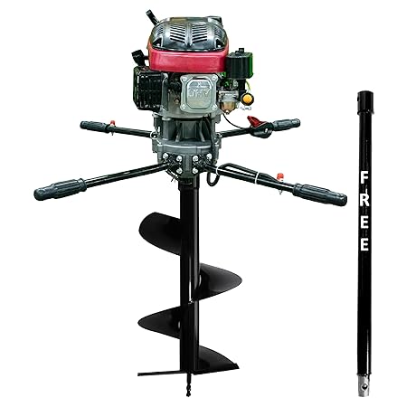 DVI 196CC Earth Auger Machine with 4 Stroke AIR Cooled Engine Technology with Extension Rod Used for Plantation, ICE Holes, Fence Holes, DIGGERING Upto (6FT) (14