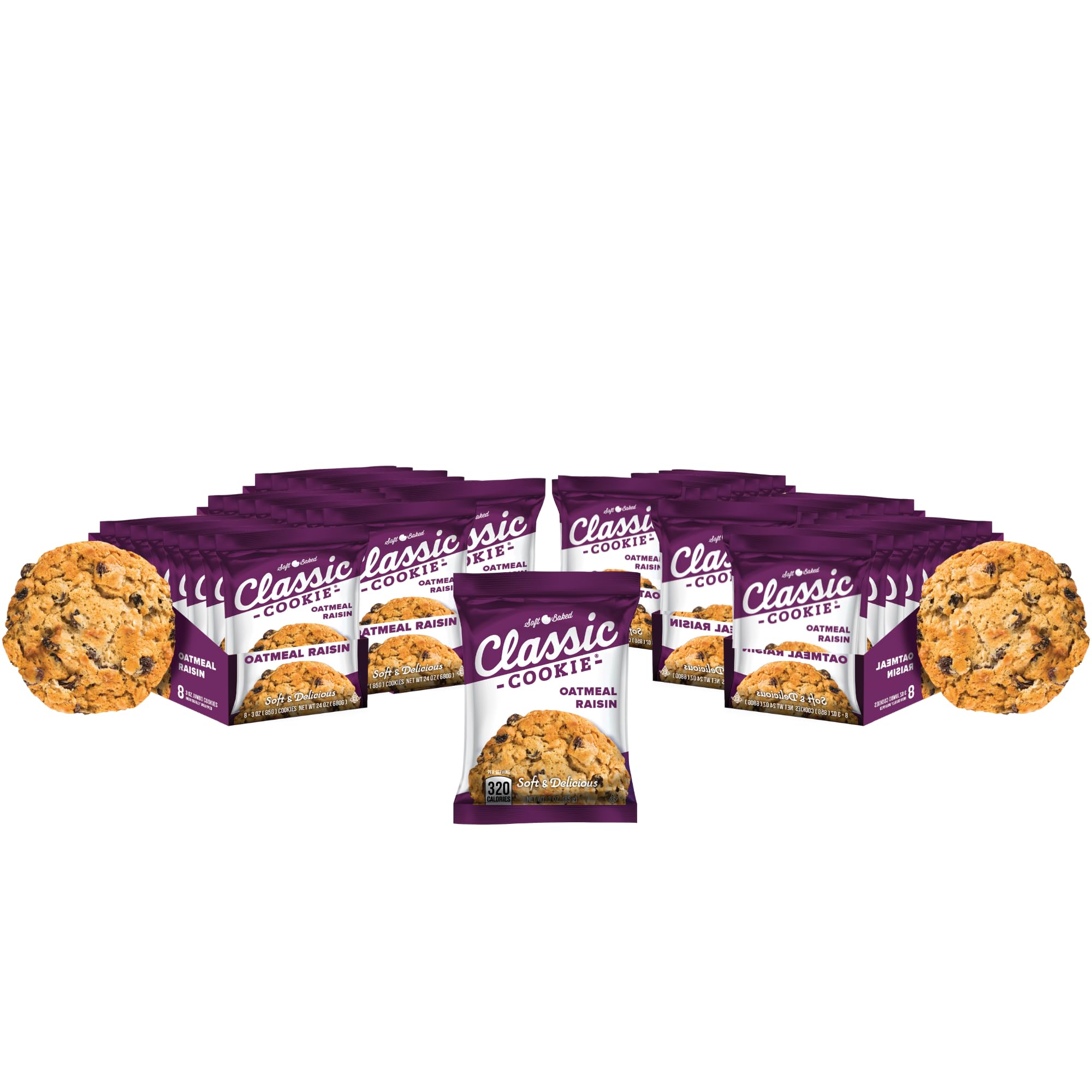 Classic Cookie Soft Baked Oatmeal Raisin Cookies, 6 Boxes, 48 Individually Wrapped Cookies