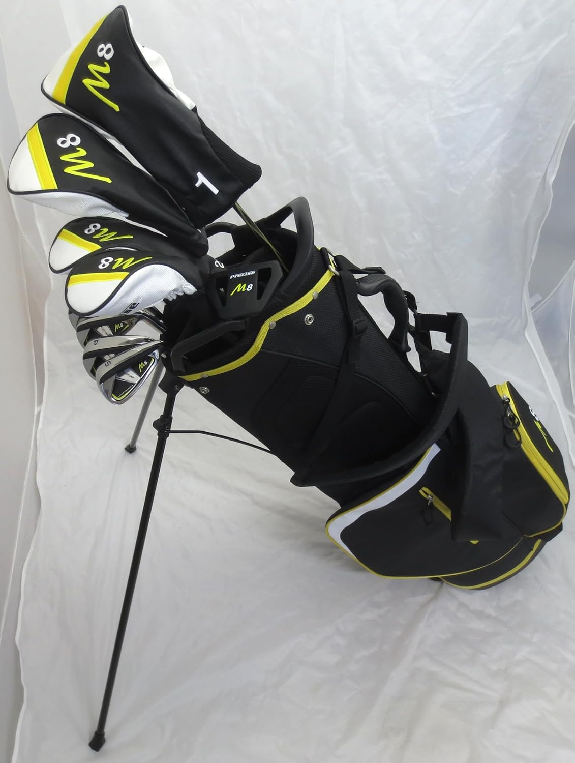 Mens Complete Golf Set Custom Made for Tall Men 6'0"- 6'6" Tall Driver, Fairway Wood, Hybrids, Irons, Sand Wedge Putter, Stand Bag Regular Flex