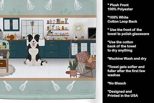 Miniatura 5 de Caroline's Treasures WDK5858KTWL Black and White Border Collie in The Kitchen Kitchen Towel, Dish Cloths Hand Towel Decorative Bathroom Towel for