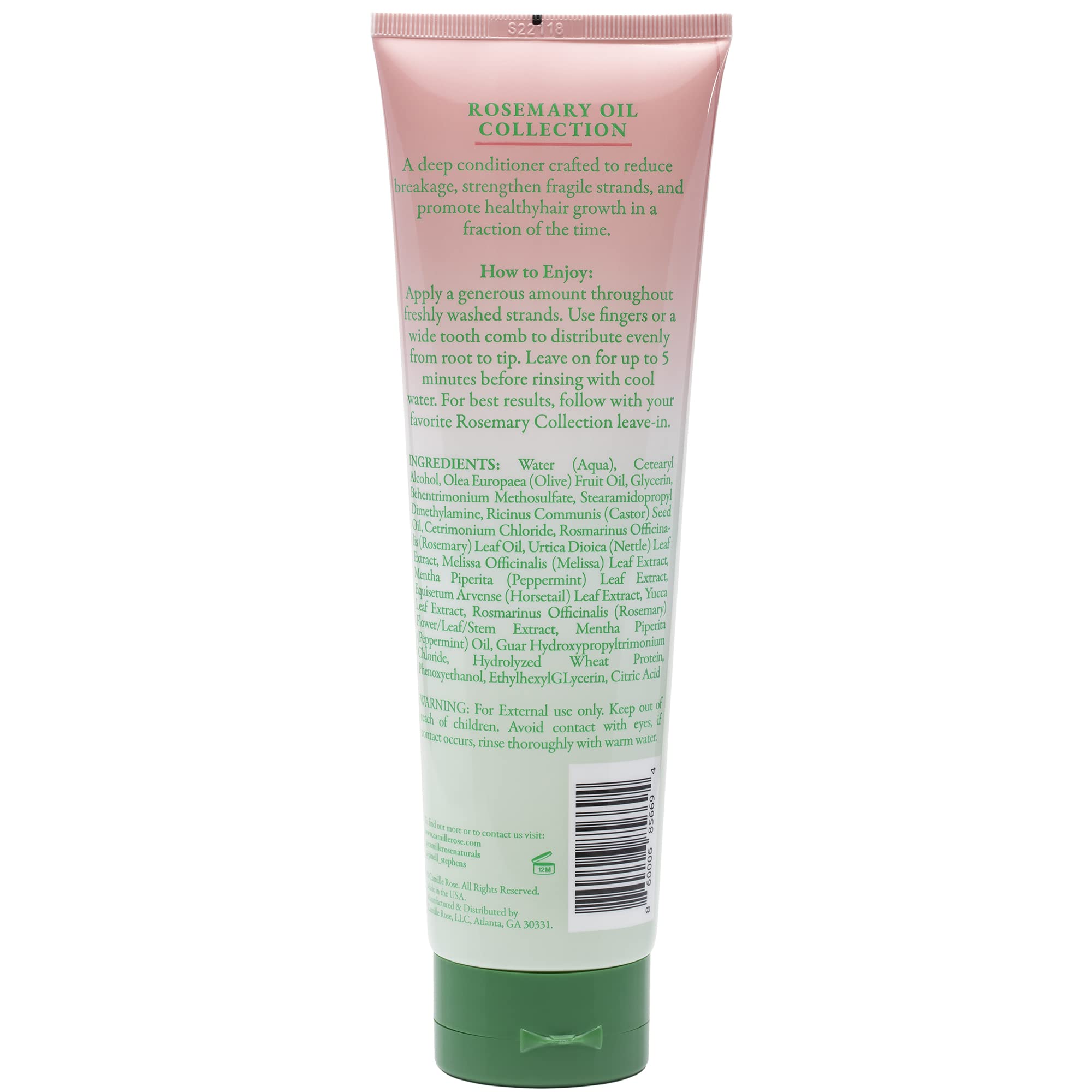 Camille Rose Hair Mask, Rosemary Oil – 5-Minute Strengthening Deep Conditioner for Refreshing Dry, Damaged Hair, Frizz Control, 8.5 Oz thumbnail 7