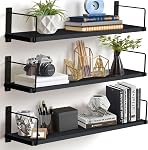 Floating Shelves Set of 3-24 Inch Rustic Wood Wall Shelves for Bedroom, Bathroom, Kitchen - Farmhouse Wall-Mounted Storage Shelves (Wood)