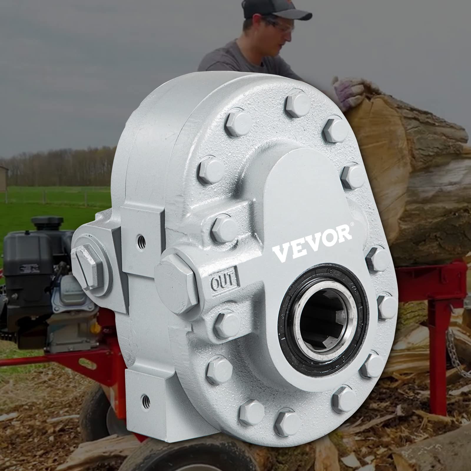 VEVOR Hydraulikpumpe 16,6 GPM Hydraulikmotor 540 U/min Holzspalter 2500 PSI Hydraulikspalter SAE 12 Auslassanschluss Hydraulikpumpe für Holzspalter für LKW-Heckklappenlift, Scherenlift, Kippanhänger