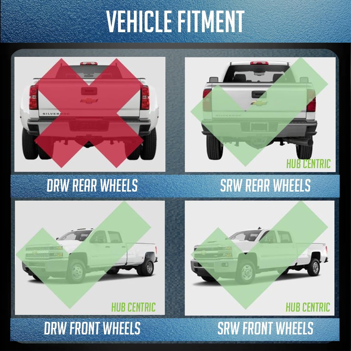 Wheel Accessories Parts 2 Pcs Steel Hub Centric Wheel Spacers 8 on 6.50 8x6.50 1.50 Inch Thick 116.7mm Hub 9/16" Thread Stud Fits Chevrolet C20 K20 K30 GMC C2500 C3500 G3500 Front Only