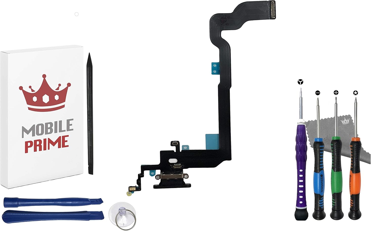 MobilePrime Black Charging Port Replacement Kit Compatible