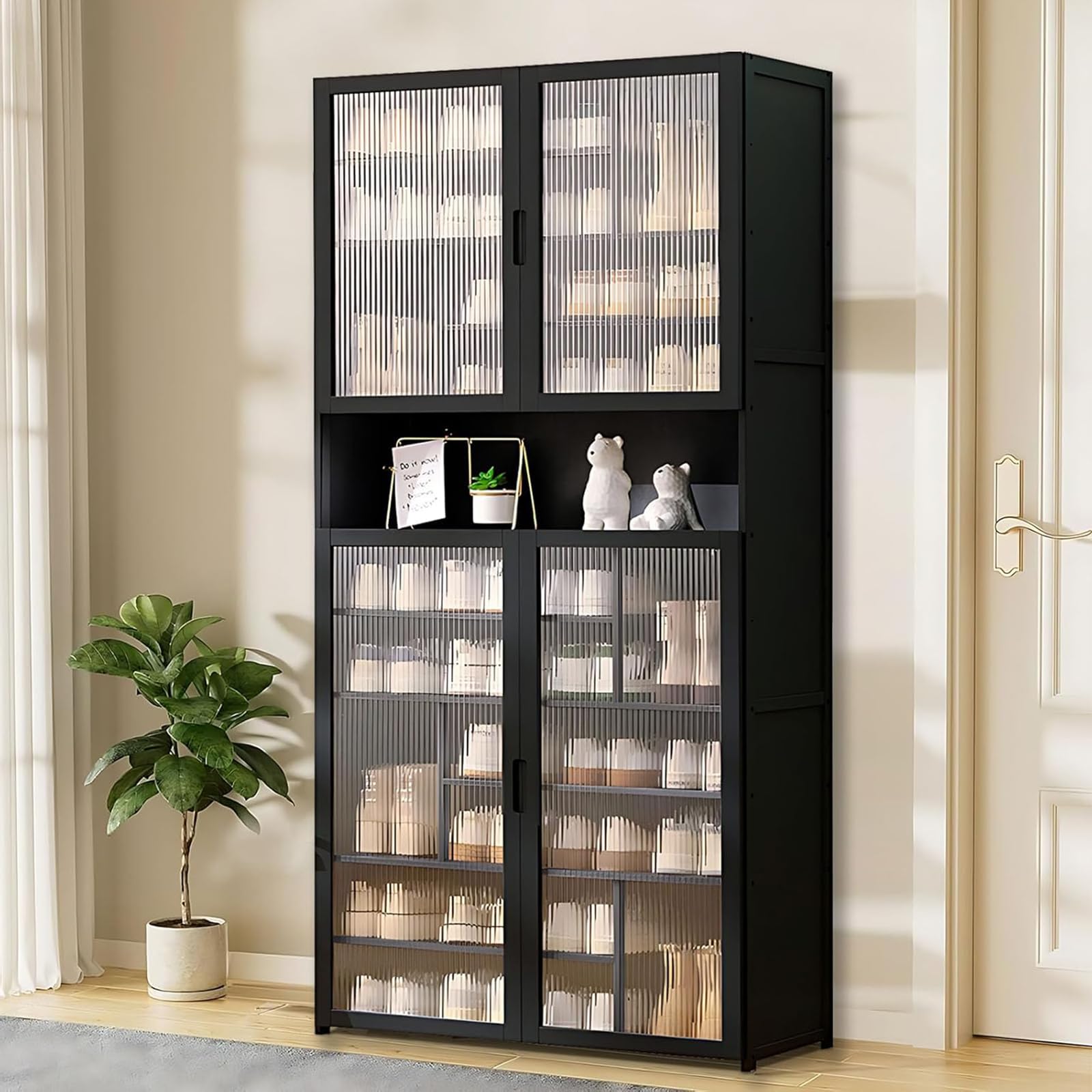 kjdjksd Tall Shoe Cabinet, 10 Tiers 40-45 Pairs Heavy Duty Bamboo Freestanding Shoe Storage Cabinet, 67.7'' Tall Entryway Shoe Organizer for Closet,