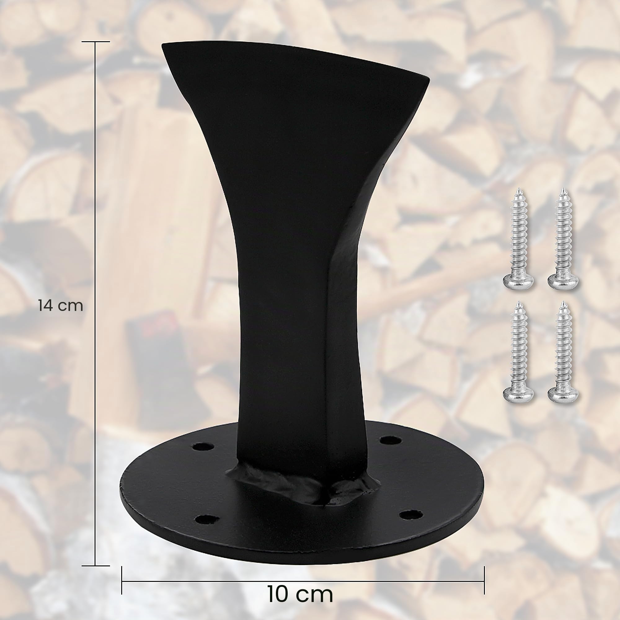 Cale de fendeur de bûches manuelle pour petit bois, cale à bois en acier, noir, avec 4 trous et vis d'installation