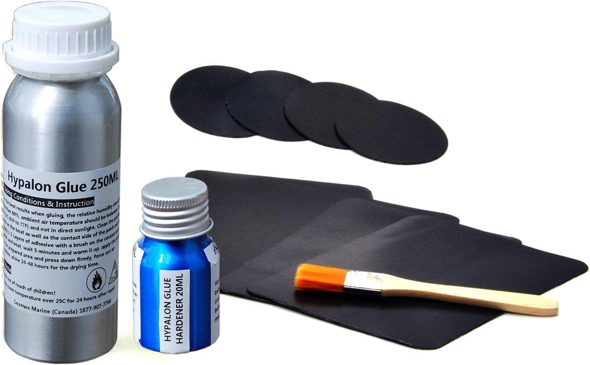 Seamax Commerical Grade 2 Parts 250ml Marine Adhesive Hypalon Inflatable Boats, Sealed in Aluminum Bottles for Long Term Storage and Best Result