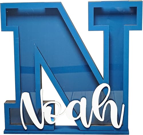 Miniatura 9 de Personalized Name Letter Piggy Bank, 26 Letters Wooden Kids Piggy Bank for Birthday, Custom Large Small Wood Money Box Gift for Boys Girls Christmas