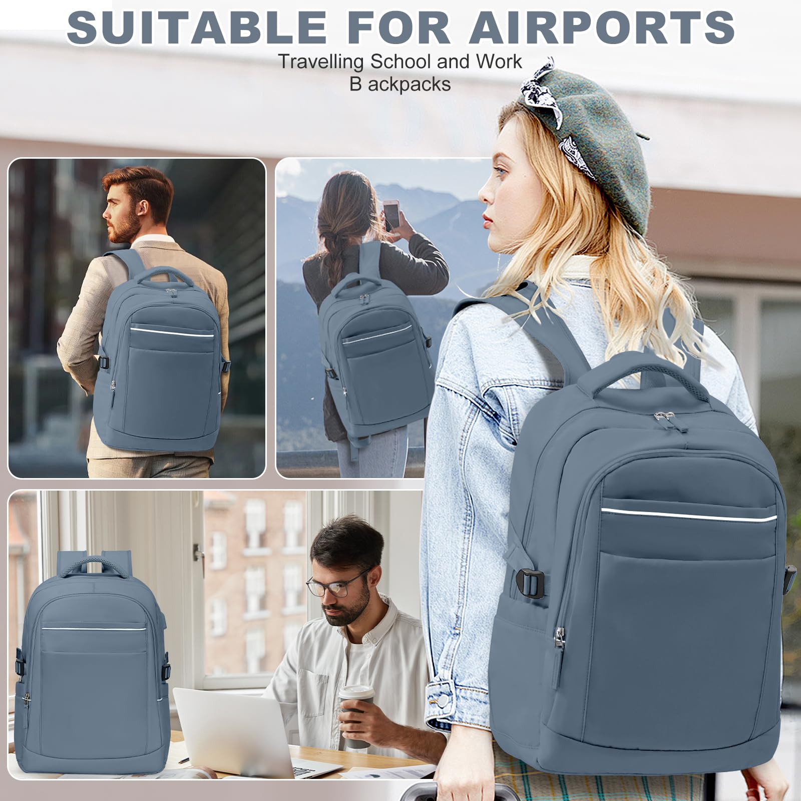 SZLX Borse da Viaggio 45x36x20 Zaino Easyjet Donna Zaino Ryanair 40x20x25 Bagaglio a Mano Zaino impermeabile uomo trekking, Borsa da Viaggio Cabina aereo Zaino per Laptop con Porta di ricarica USB