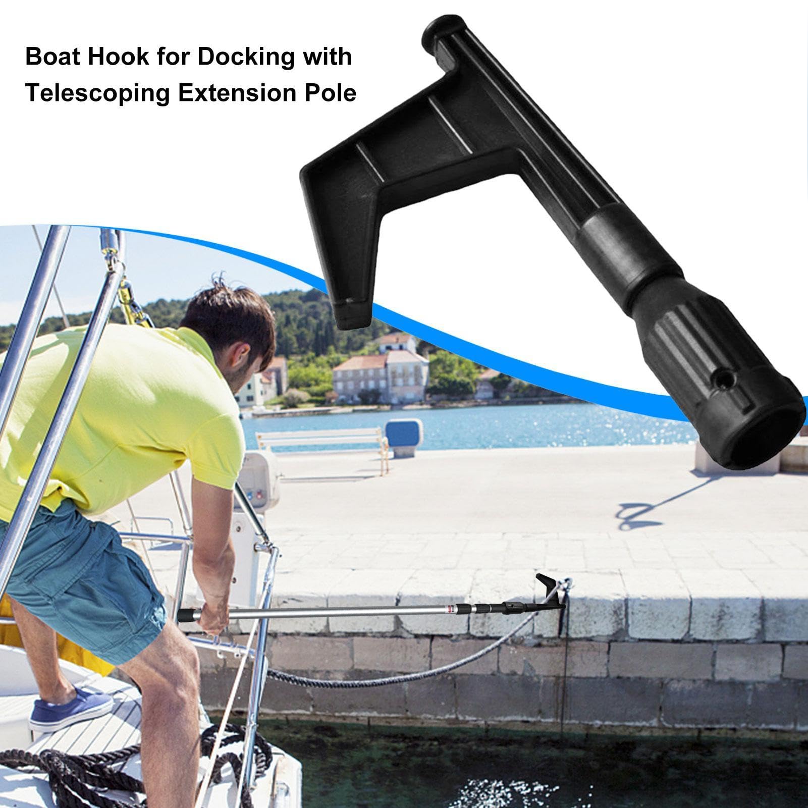 Ganchos de amarre - Ganchos de amarre para embarcaciones, Gancho para poste de empuje de barco | Poste de extensión de nailon resistente con longitud ajustable, Gancho de remolque para barco de