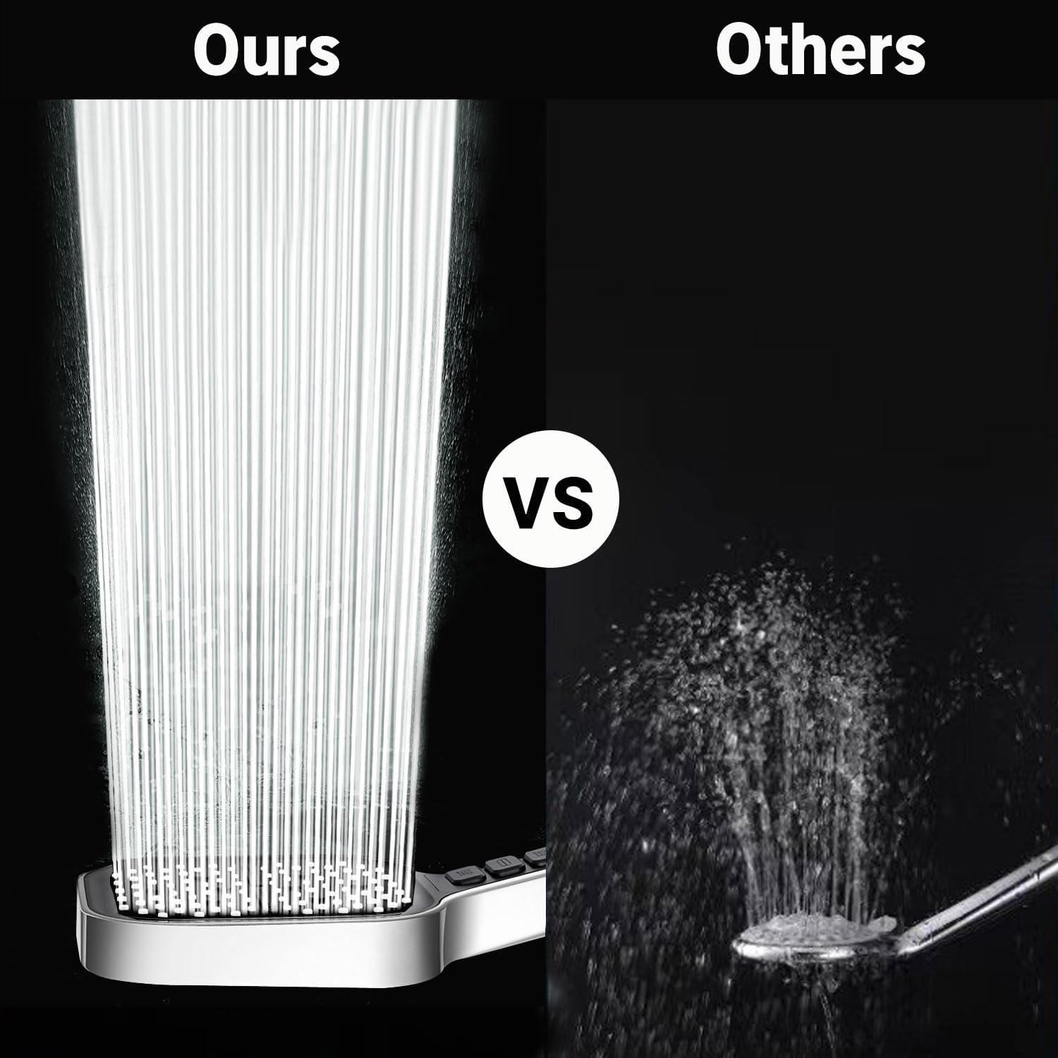 Shower Head and 2M Hose High-Pressure with 7+1 Modes Large Universal Hand-Held Square Shower Powerful Shower Head for Low Water Pressure