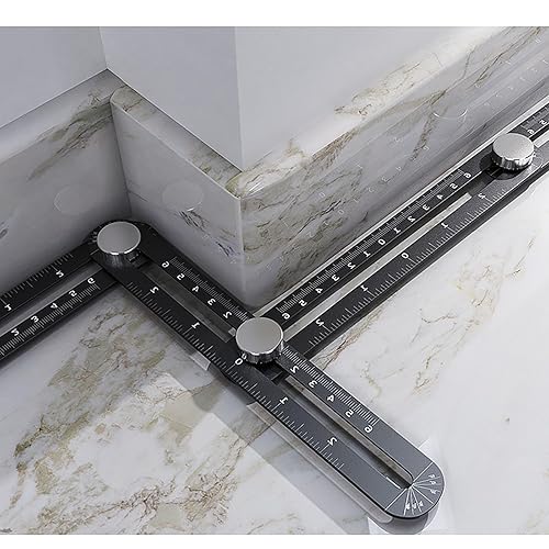 Miniatura 7 de Regla de medición de ángulo múltiple Herramienta de medición de ángulo plegable de 6 lados, aleación de aluminio, regla multifunción ajustable