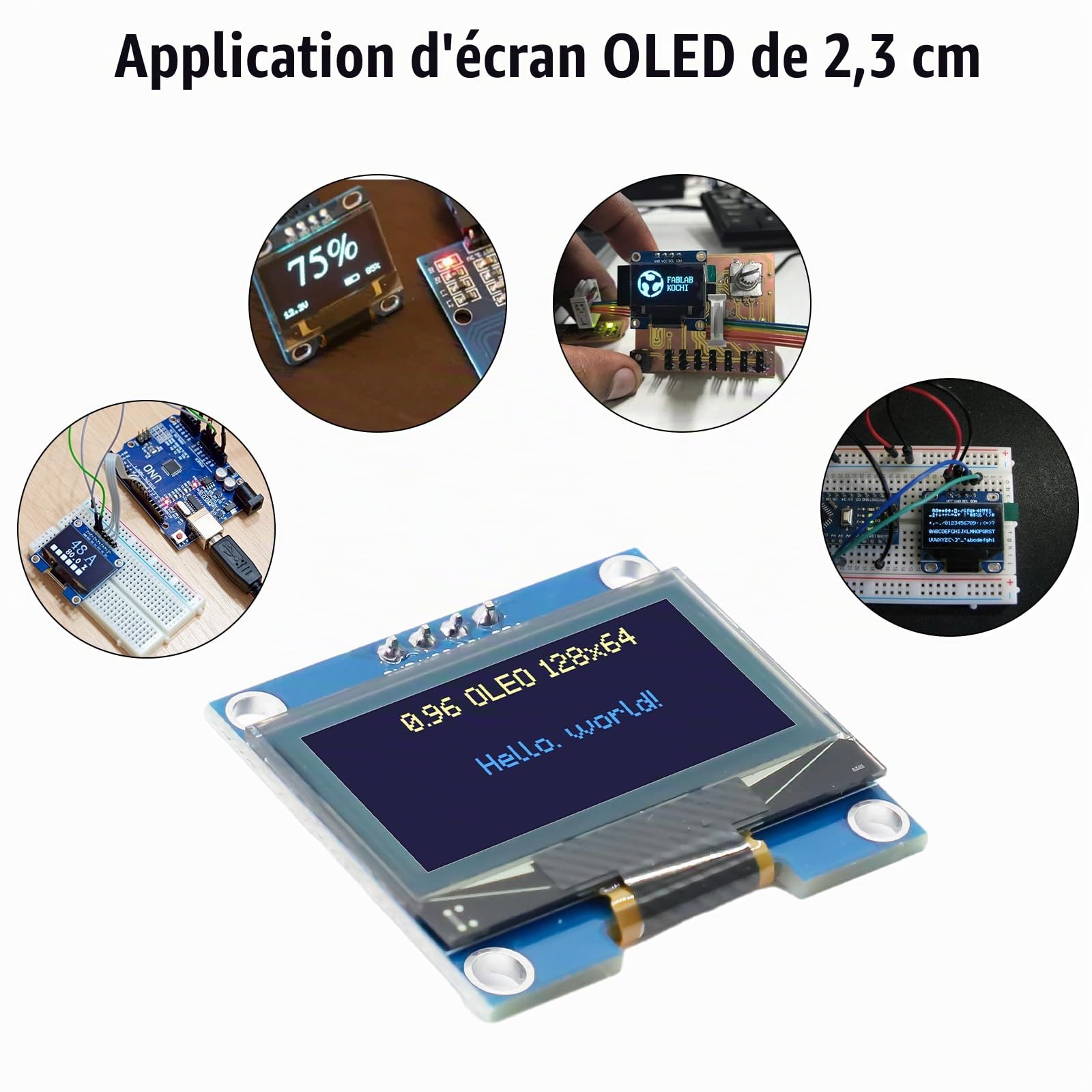 OLED I2C Display Module RUIZHI 3 pièces I2C Display 128 x 64 Pixel 0.96 Pouce,Caractères de Couleur Bleu et Jaune, Display Compatible avec Arduino