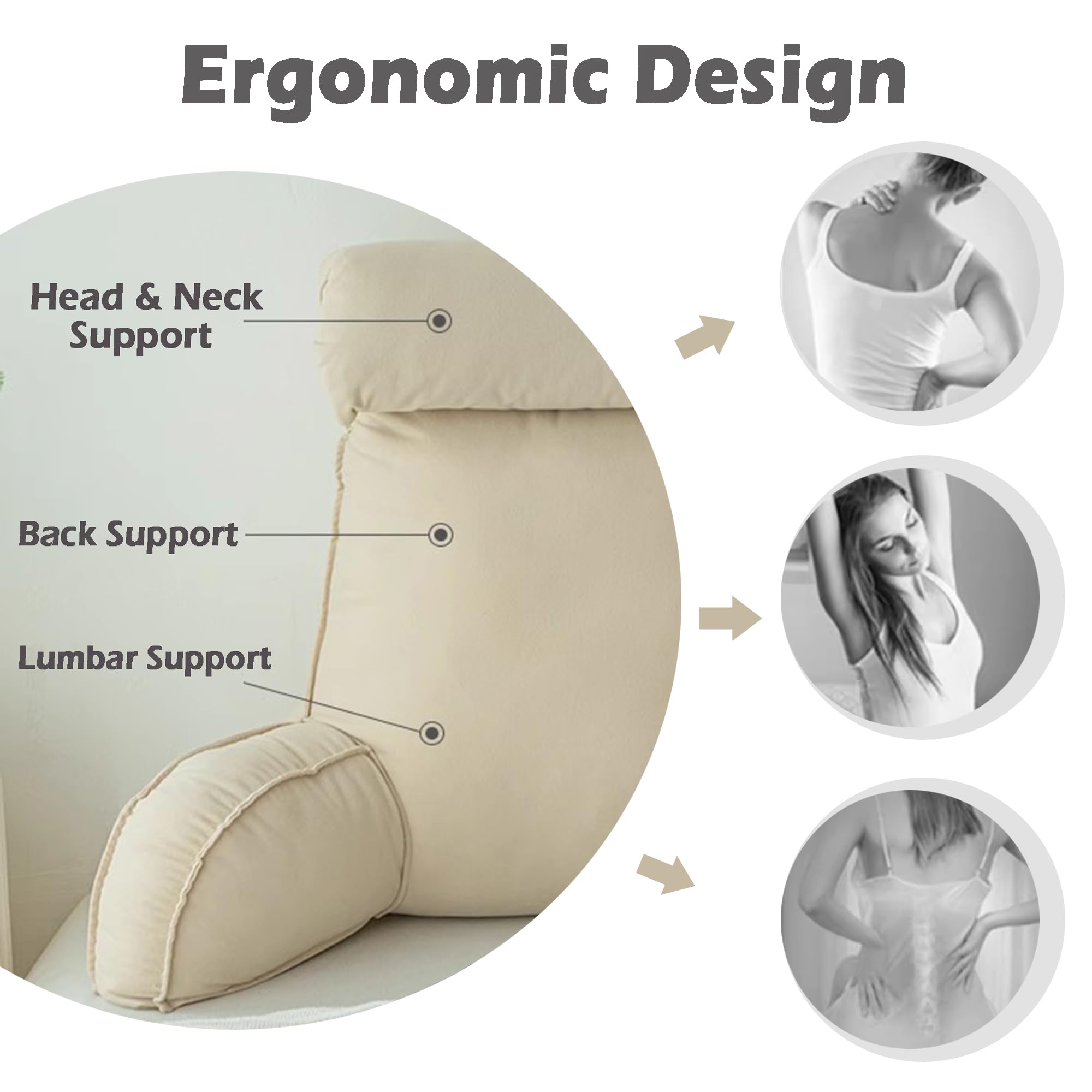 XANAYXWJ Cuscino da Lettura per Divano e Letto Cuscino di Supporto Lombare Cuscino per braccioli Cuscino per Schienale 75 x 40 x 55 cm Accessorio per la Lettura Comodo ed Elegante