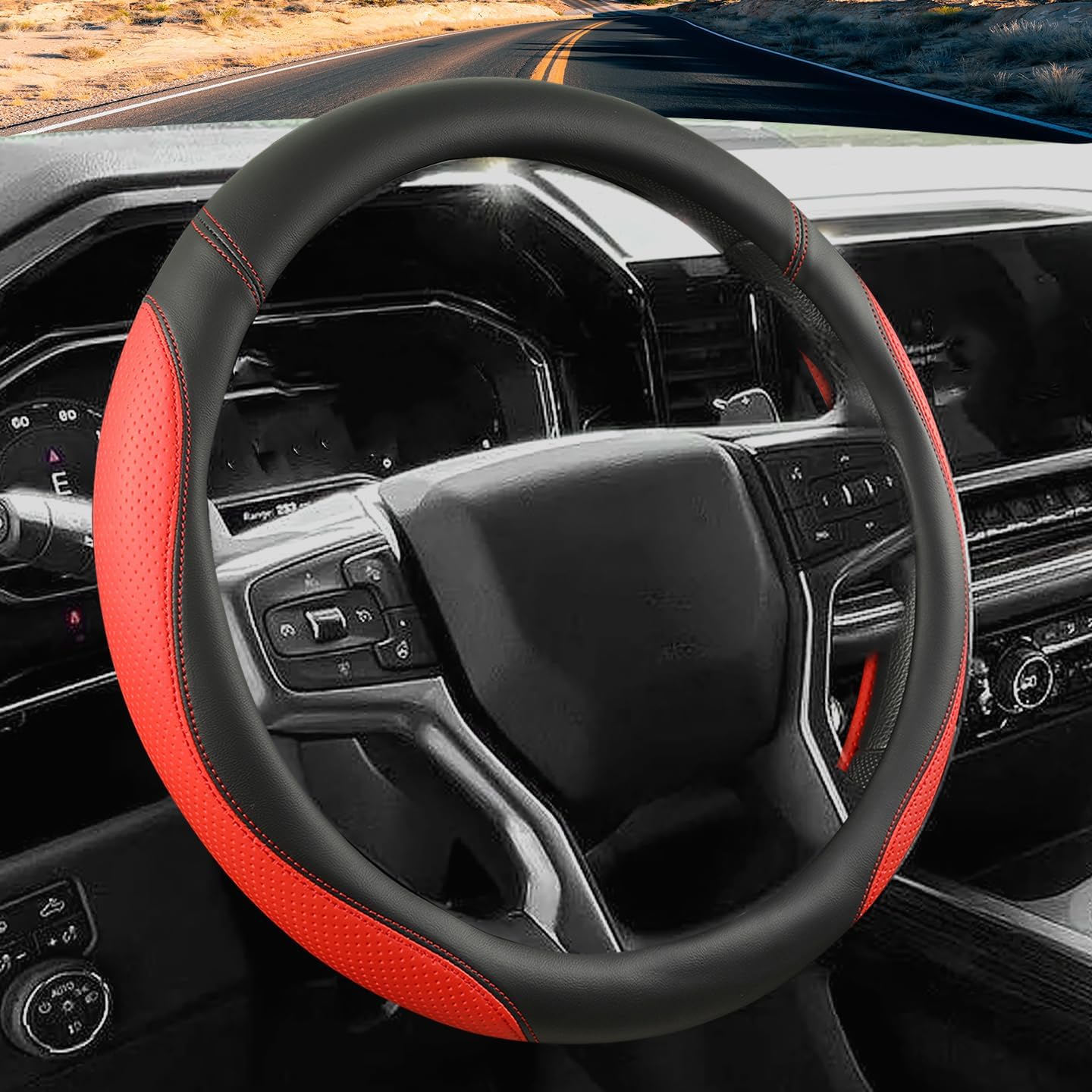 Car Steering Wheel Cover for Chevy Silverado 1500 2500 3500, Tahoe, Equinox,Traverse,Colorado,Black