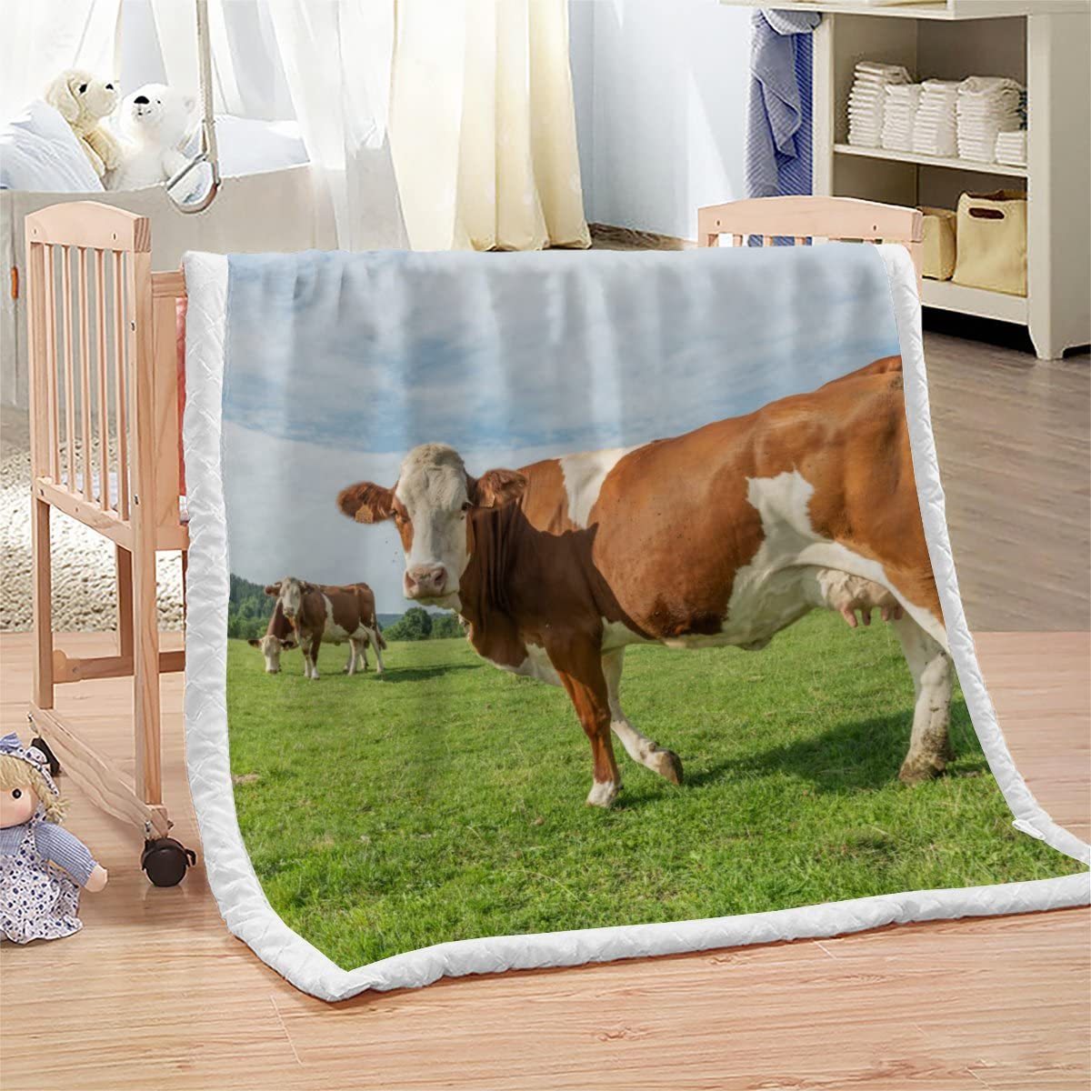 AOLIGL Cows Blanket Kids Adult 3D Printed Blanket Cow Animal Super Soft Fluffy Warm Large Microfiber Sherpa Throw Blanket Sofa For Boys Grils 150X200 cm