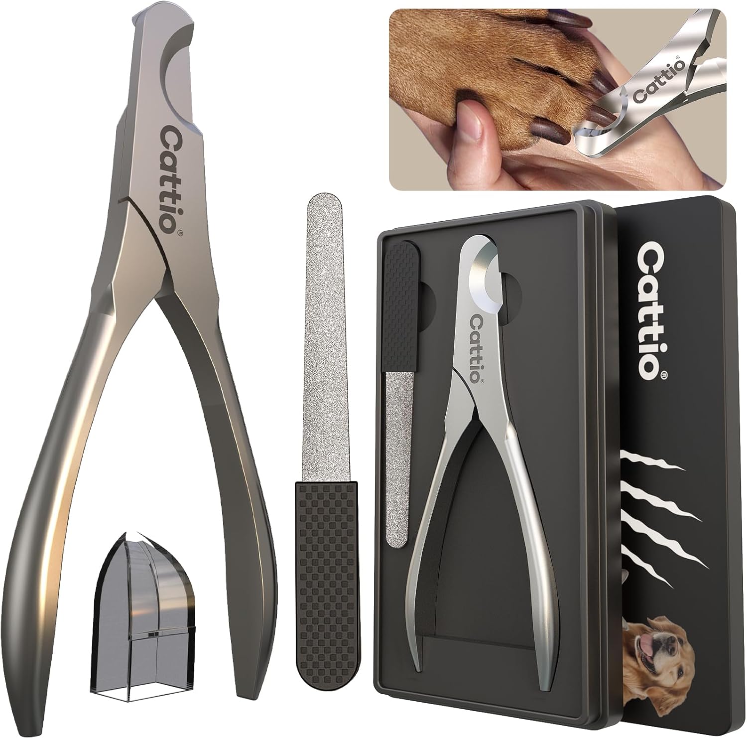 Dog Nail Clippers - All Steel Material, Built-in Spring,Heavy Duty Dog Nail Trimmer Full Metal Razor Sharp Professional for All Dogs Cats with Thick Toena,Dog Nail Trimmers Dog Nail Clippers Set (Matte)