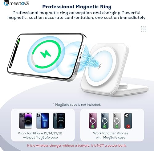 Miniatura 2 de Cargador inalámbrico plegable 3 en 1 compatible con MagSafe, Apple iPhone 15 14 13 12, reloj, AirPods, ligero portátil, fuerte atracción magnética