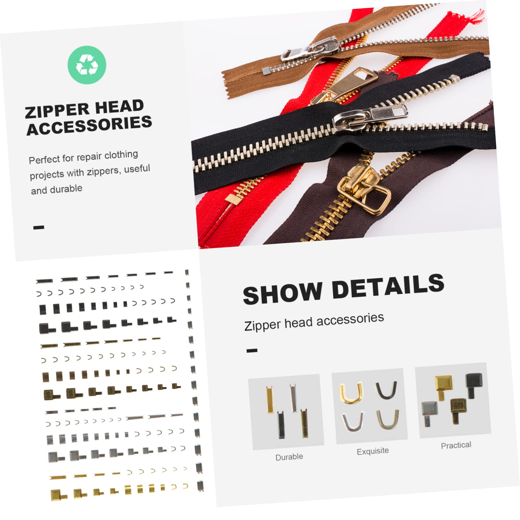 Tofficu 96juegos Kit De Reparación De Cremalleras De Accesorios Para Ropa y Proyectos De Costura Reemplazo Duradero y Práctico De Tiradores De Zipper Para Jeans Chaquetas y Mochilas
