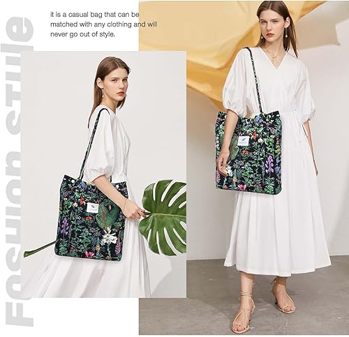 Vista 331 de Tote - Bolsa de hombro reutilizable de pana de gran capacidad con bolsillos interiores para mujeres y niñas Rayas