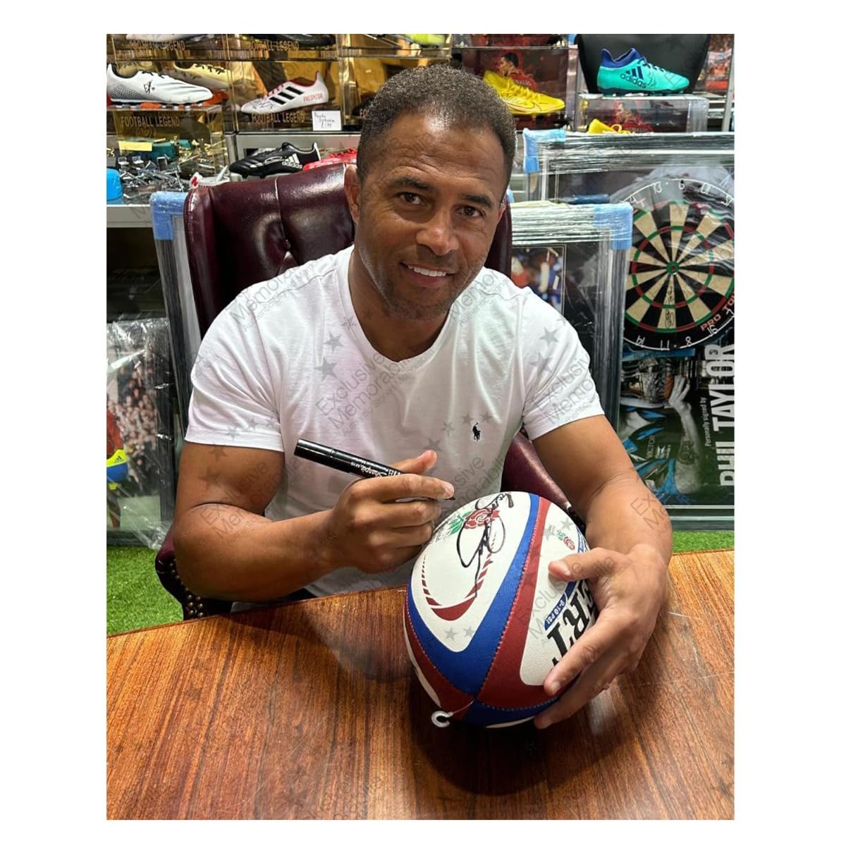Pallone da rugby dell'Inghilterra autografato da Jason Robinson
