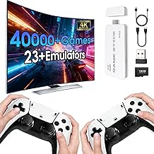 2026 New Wireless Retro Game Console, 23 Emulators and 40000+Games, Plug and Play 4K HDMI TV Game Stick, with Dual 2.4G Wireless Controllers (White)