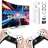 2026 New Wireless Retro Game Console, 23 Emulators and 40000+Games, Plug and Play 4K HDMI TV Game Stick, with Dual 2.4G Wireless Controllers (White)