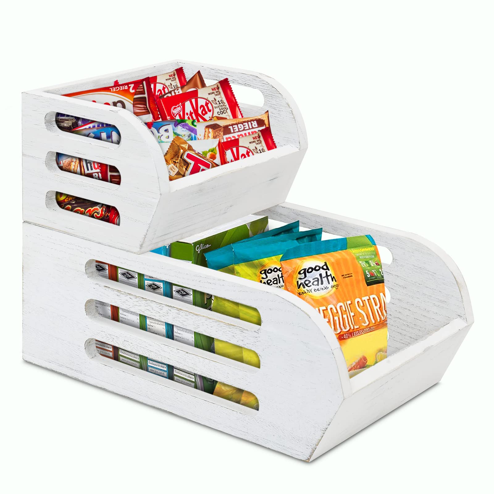 Buy Wooden Stackable Food Storage Organization Bin Basket, 2Tier