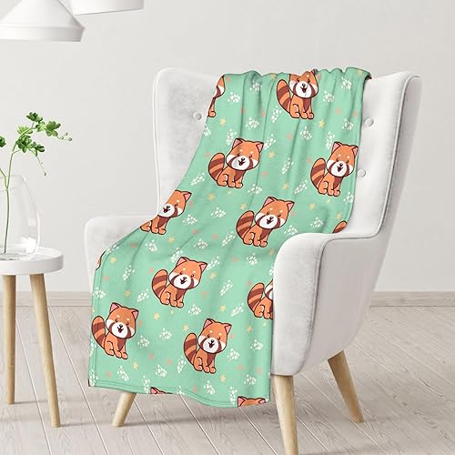 Miniatura 10 de Manta de panda rojo personalizada con nombre para niños, suave, mullida y acogedora, 30 x 40 pulgadas, manta tamaño regazo para sofá, oficina,