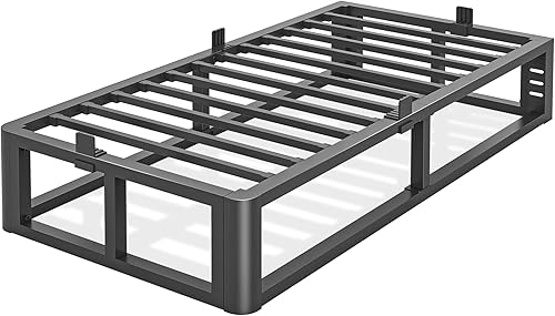Miniatura 14 de Base de cama de metal de tamaño Queen de 10 pulgadas con patas de esquinas redondas y anti-doblado, listones de acero resistente de 3500 LBS, base
