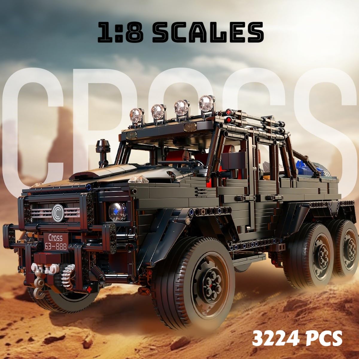 Chodia Jeep Wrangler 1:8 Pickup Truck Building Set,Technical Car Toys with 3-Speed Gearbox & Switchable Off Road/Urban Modes MOC Model Vehicle Birthday Gifts for Adults,Boys,Men,Teens 14+(3224 PCS)