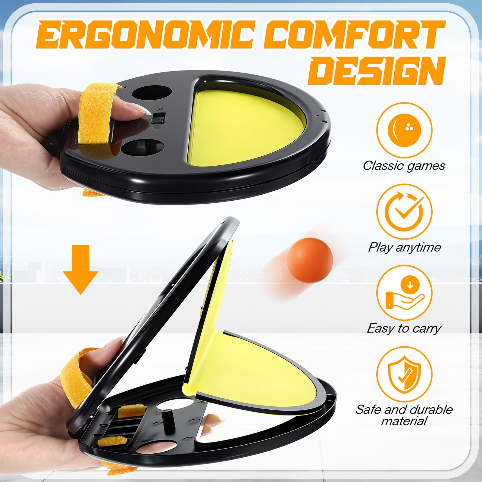 Vertintong 12 Pcs Toss and Catch Ball Game Set Include 4 Pcs Paddles 8 Balls Throw and Catch Ball Game for Outdoor Beach Pool Yard Games