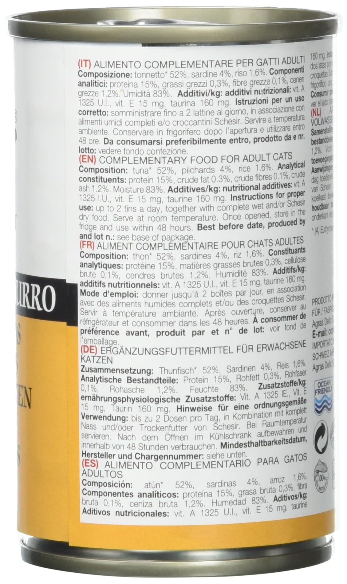 Schesir, Cibo Umido per Gatti Adulti al Gusto Tonnetto con Pesce Azzurro Preparato in Morbida Gelatina - Totale 0,84Kg (6 Lattine da 140G)