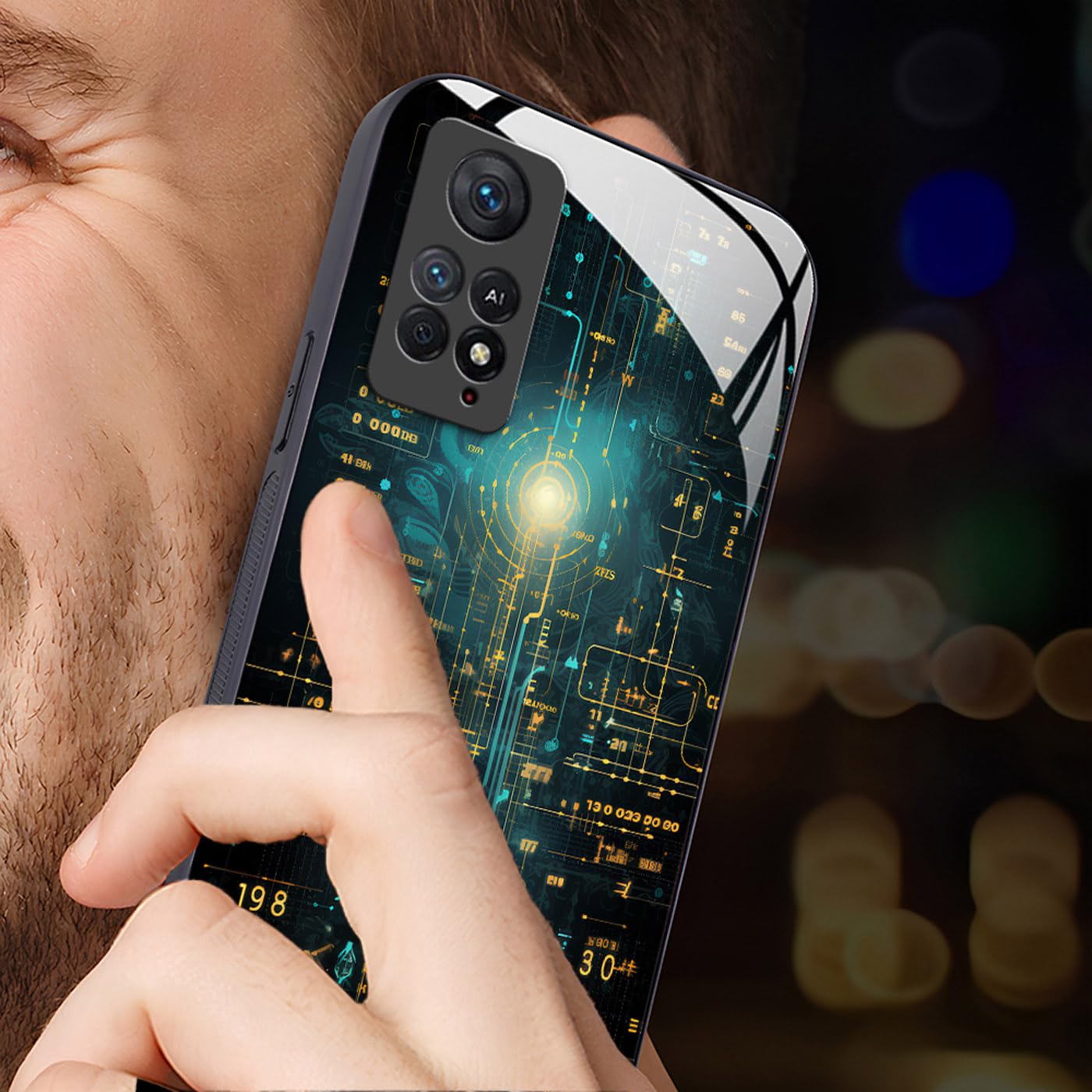 Coque Xiaomi Redmi Note 11 Pro Plus 5G Motif Abstrait Géométrique Arrière Verre Antichoc Cyberpunk