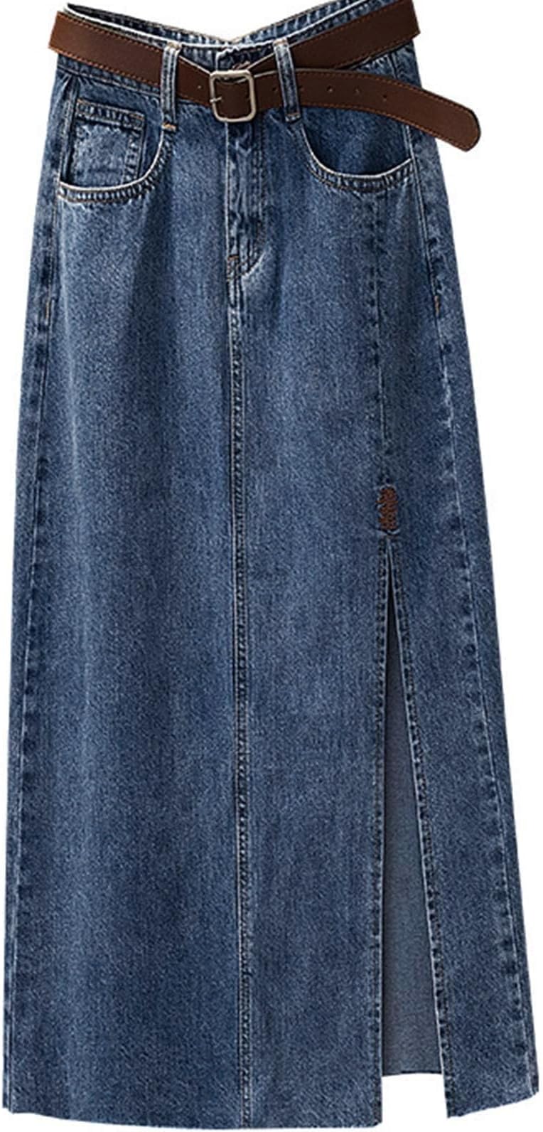 Long Denim Skirt for Women UK Plus Size A Line Long Skirt for Women UK Ankle Length Skirts Casual Petite MaxiSkirt Summer DenimSkirts A Line Jeanskirt High Waisted Skirts