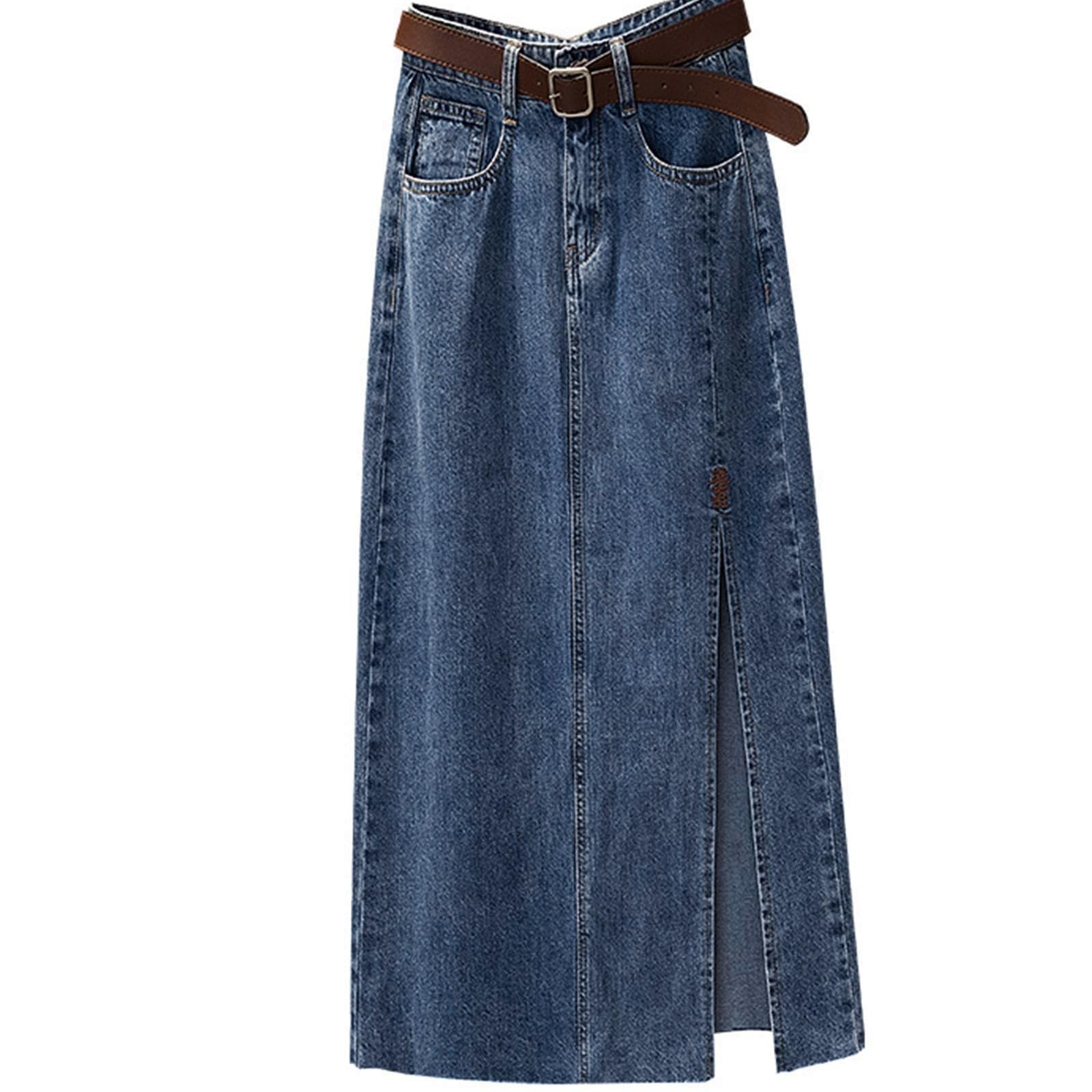 Cocila Jupes de Sapin NoëL Haute Longueur Printemps et éTé Nouveau Sac à Fente Minceur Hanche Une Ligne en Jean Jupes Noel Femmes Rouge Femmes Noel Tutu Blanc Adulte Vert Verte Blanche Halloween