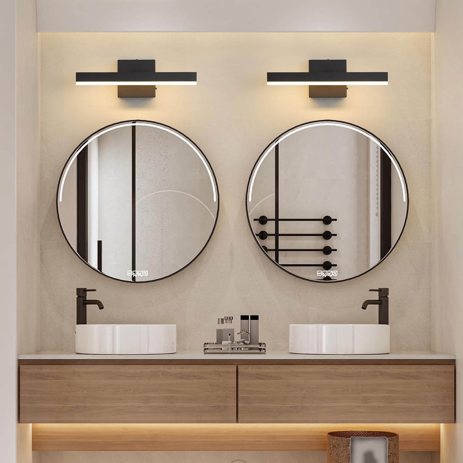 Black Bathroom Vanity Light 15.75 inch, 14W Dimmable 5CCT LED Modern Bathroom Light Fixture Over Mirror - ETL Certificated