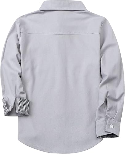 Vista 2 de SANGTREE Camisa de franela a cuadros para niños y hombres, camisas de manga larga con botones, 2 años a 4XL