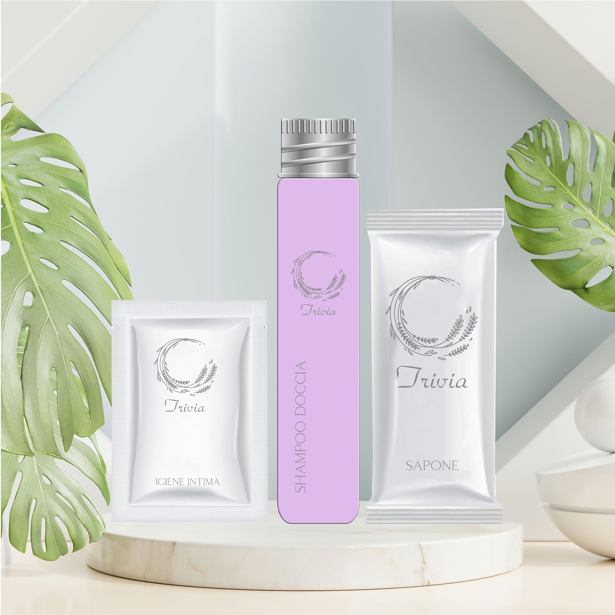 Kit Cortesia B&B Hotel Bagno Monouso 150 pezzi: 50x Shampoo Doccia Flacone 30ml 50x Igiene Intima Bustina 10ml 50x Sapone Rettangolare per Set Cortesia Bagno B&B Hotel Albergo