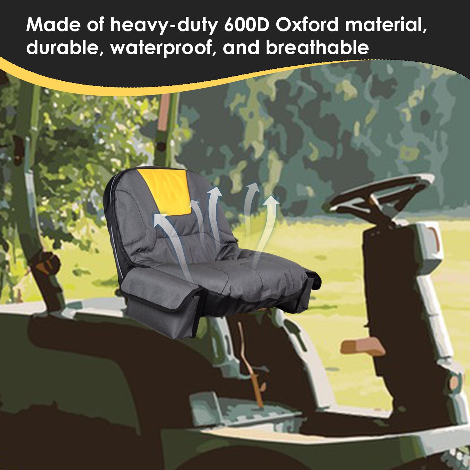 Housse de siège de tondeuse autoportée compatible – Protection de siège de tondeuse autoportée imperméable | Accessoires de tondeuses à gazon imperméables pour chariots élévateurs de ferme