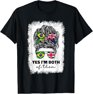 Half Britain And Brazilian British UK Brazil Flag Girl Women T-Shirt