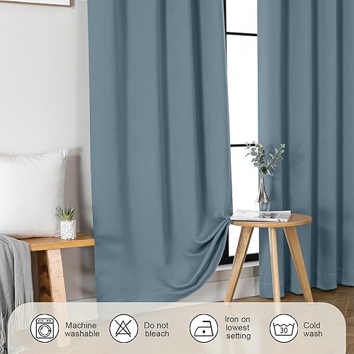 Miniatura 178 de Gwine Cortinas opacas para sala de estar de 63 pulgadas de largo, con aislamiento térmico, cortinas opacas para decoración de dormitorio con Azul