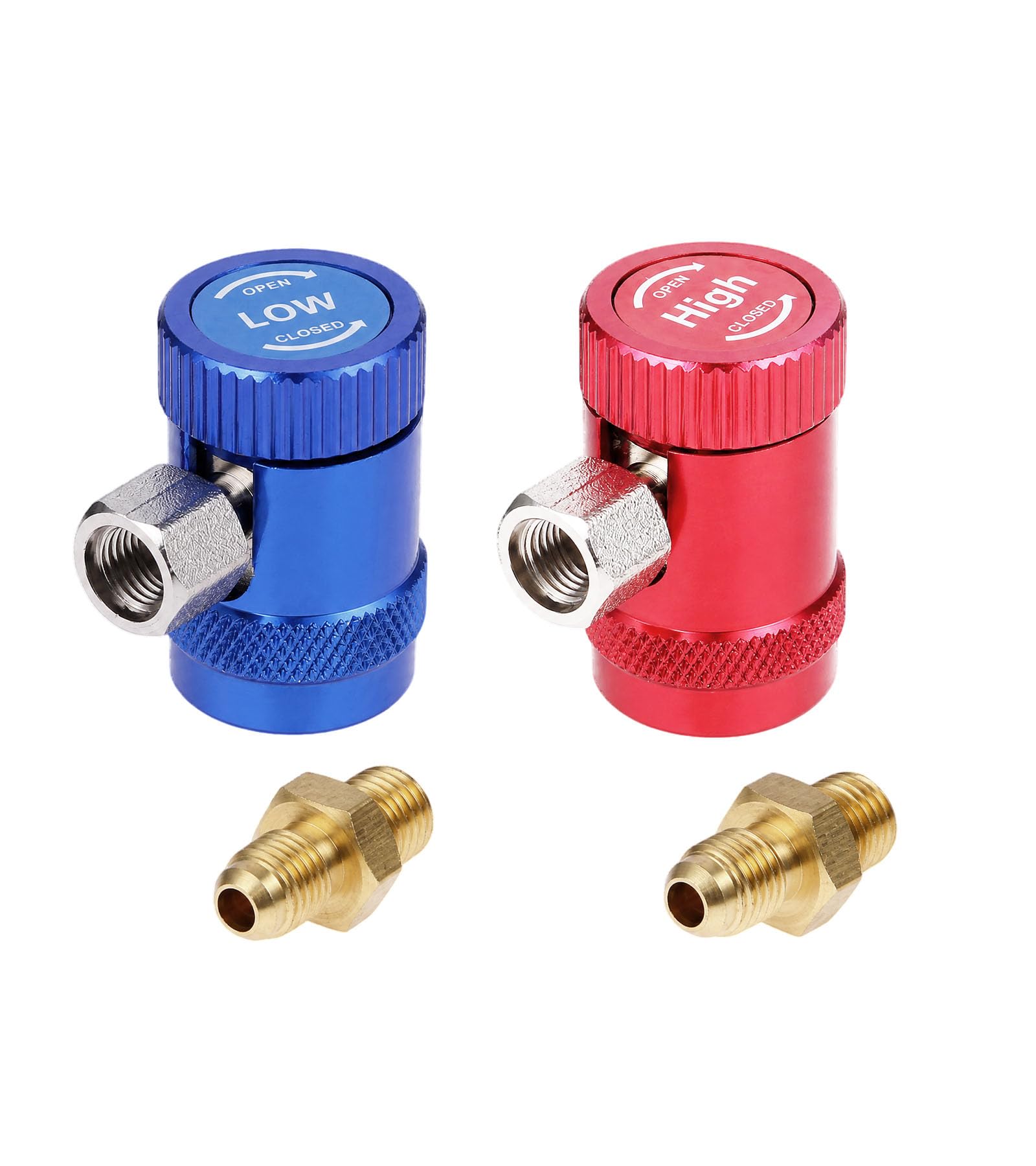 Aupoko R1234yf Coupleurs rapides, côté haut/bas R1234yf Adaptateurs de connecteur manuels avec port mâle de 6,35 mm, remplacement pour manomètre de collecteur de réfrigérants A/C
